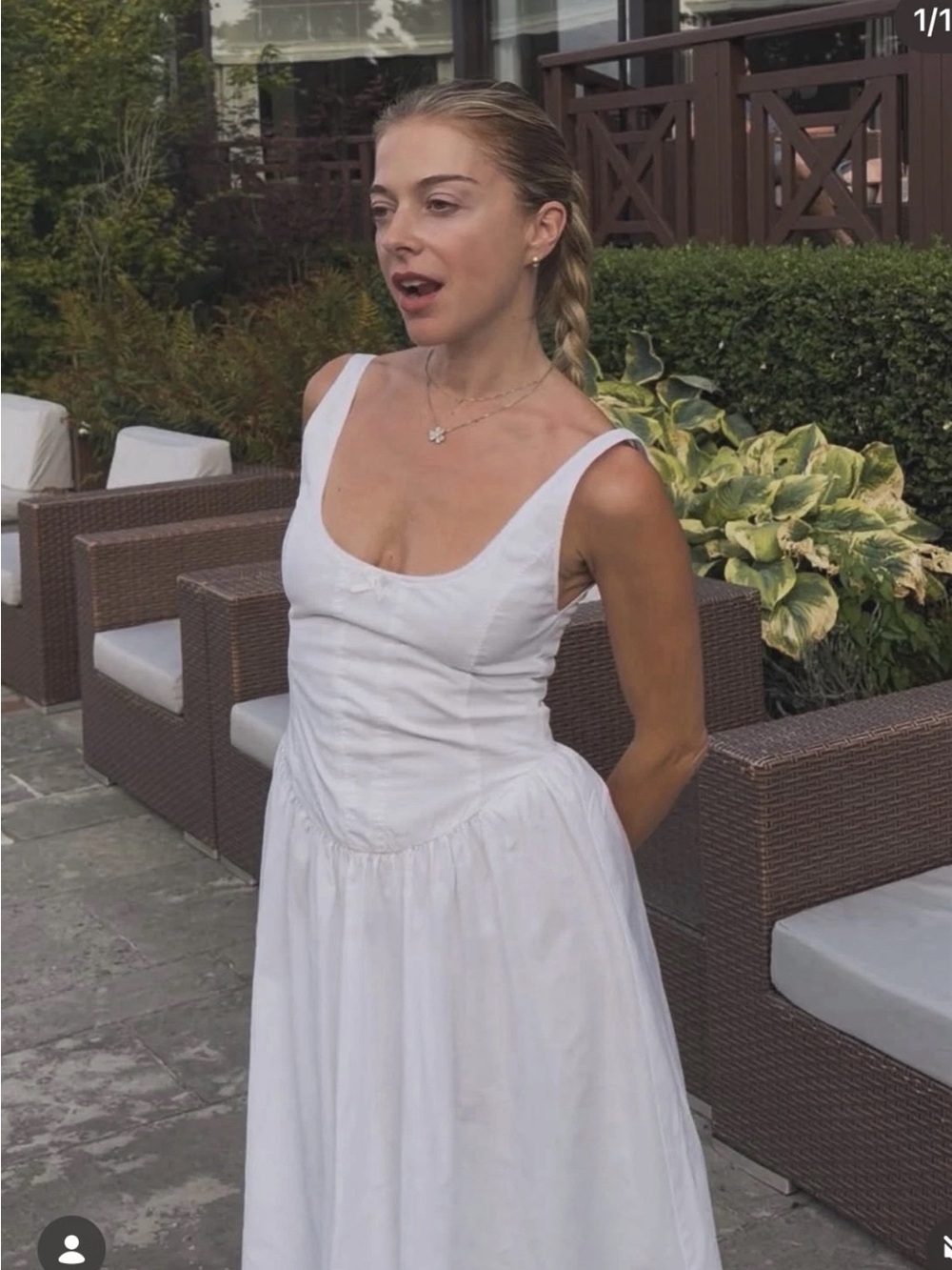 ZARA CORSET-STYLE POPLIN MIDI DRESS - Picture 10 of 16
